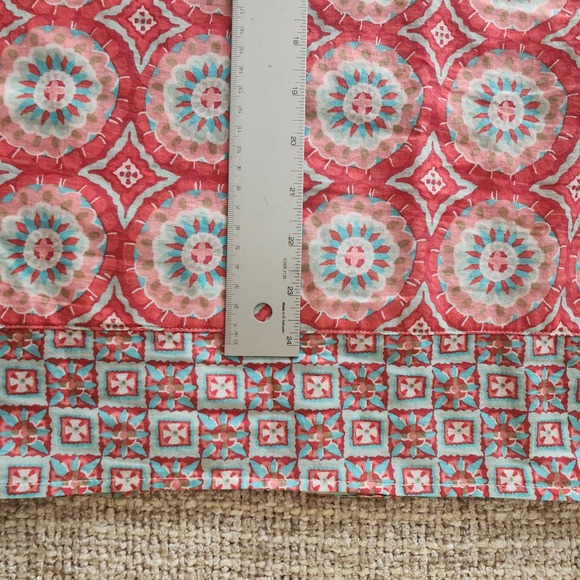 Talbots Womens XL Red Blue Medallion Print Sleeveless Cotton Ruffle Neck Blouse - Picture 3 of 7